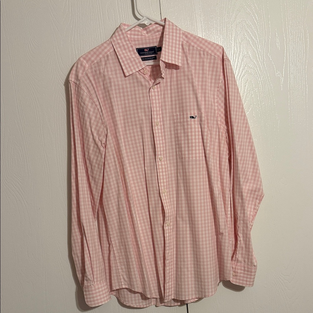 Vineyard Vines Men’s Pink Gingham Dress Polo